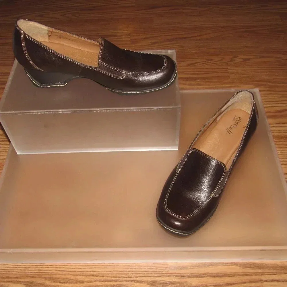 EUROSOFT by SOFFT Leather Loafers Brown Slip-On Shoes Size 9.5M